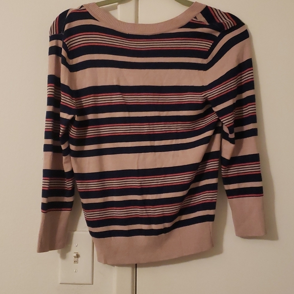 NWT Halogen Striped Knit Cardigan Pink Navy Button Front - Picture 6 of 6